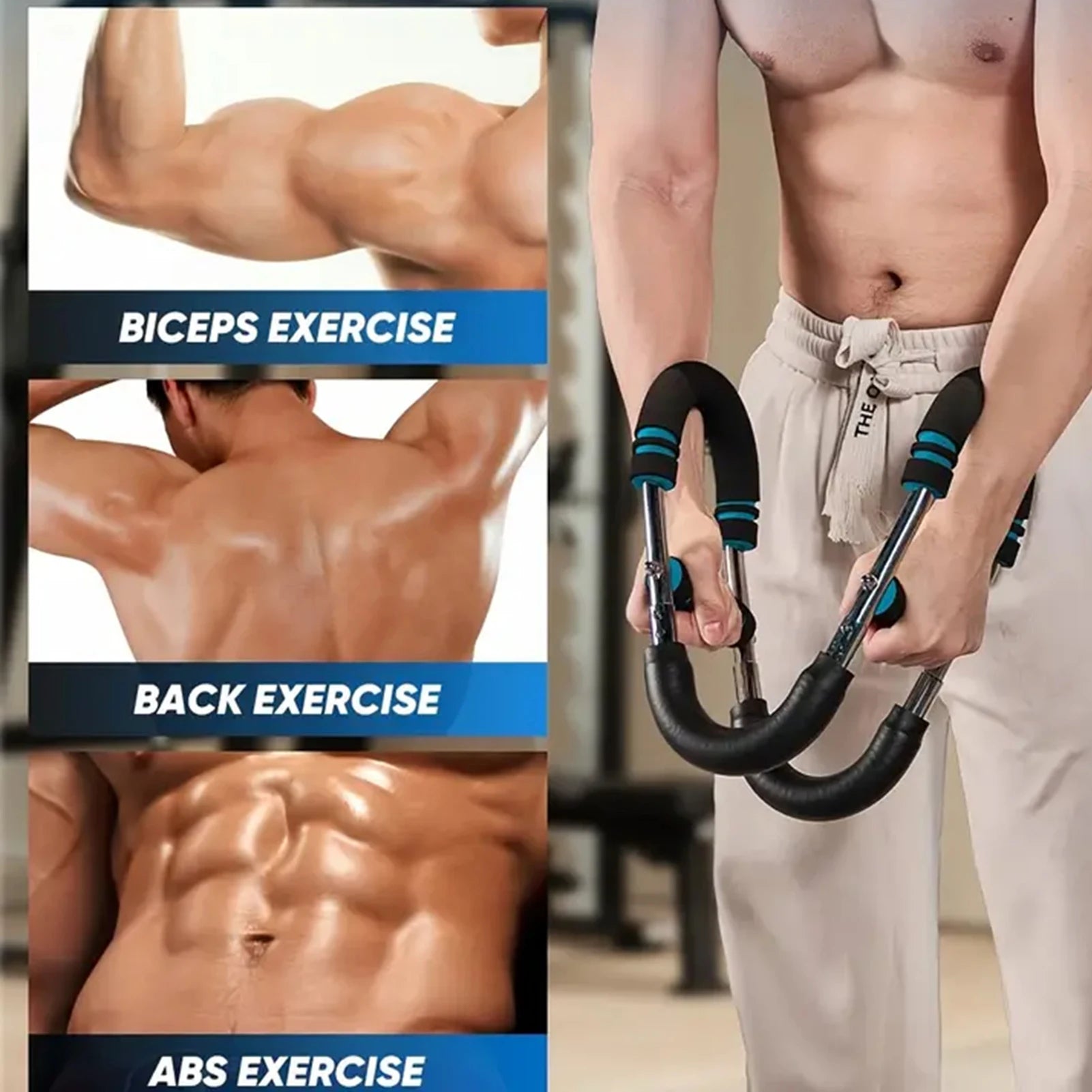 Adjustable U Type Arm Strength Trainer for Men Women Home Gym Chest Workout Portable Wrist Exerciser with Foam Grip 68x18cm