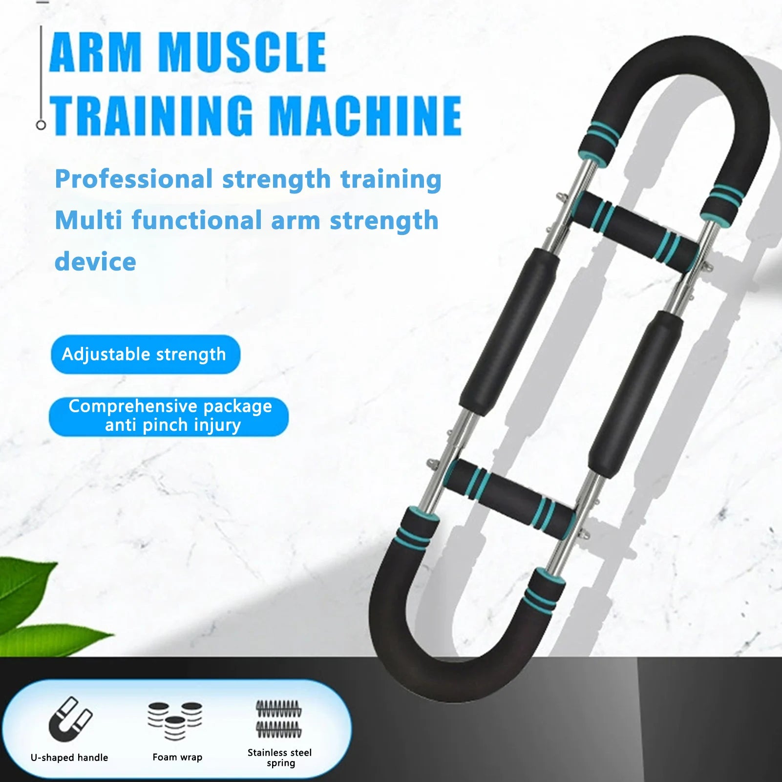 Adjustable U Type Arm Strength Trainer for Men Women Home Gym Chest Workout Portable Wrist Exerciser with Foam Grip 68x18cm